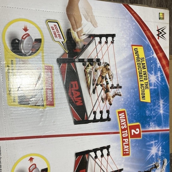 WWE Wrekkin Knockout Ring Playset Launcher Bell Table 20" Scaffold Money In Bank - Picture 10 of 12